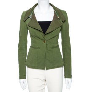 Givenchy Olive Green Cotton Detachable Collar Single Breasted Jacket M