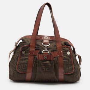 luxury-women-givenchy-used-handbags-p1106149-013 Givenchy Brown/Olive Green Monogram Nylon and Leather Shoulder Bag