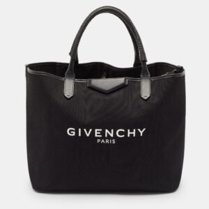 givenchy black canvas and leather antigona shopper tote