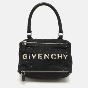 luxury-women-givenchy-used-handbags-p1144540-018 Givenchy Black/Cream Nylon and Leather Small Pandora Shoulder Bag