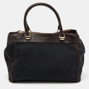 Givenchy Black/Dark Brown Signature Canvas and Leather Double Zip Tote