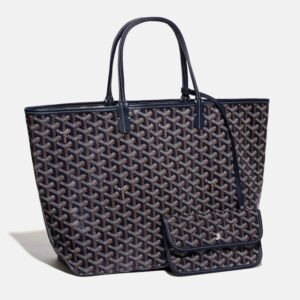 Goyard Navy Blue Goyardine Coated Canvas and Leather Saint Louis PM Tote Bag