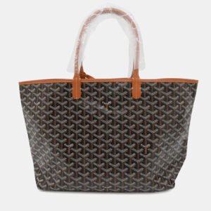 Goyard Saint Louis PM Natural/Black Pvc Coated Canvas Leather Tote Bag