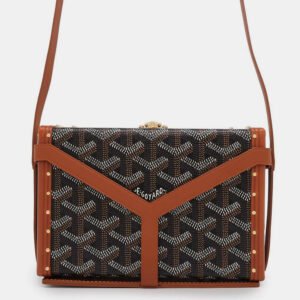 luxury-women-goyard-used-handbags-p1111180-011 Goyard Black/Natural PVC Leather Minodiere Shoulder Bag