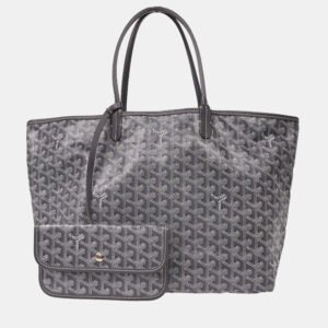 Goyard Gray PVC, Leather Saint Louis PM Tote Bag