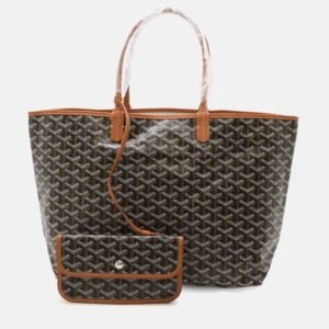 Goyard Saint Louis PM Black Brown Coated Canvas Tote Bag