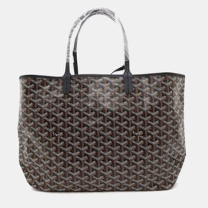 Goyard Saint Louis PM Black PVC Coated Canvas Leather Tote Bag