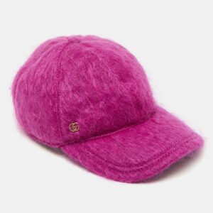 Gucci Fuchsia Pink Mohair Wool Lauren Baseball Cap S
