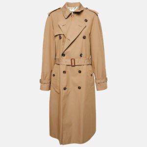 Gucci Brown Gabardine Cotton Blend Double Breasted Trench Coat L