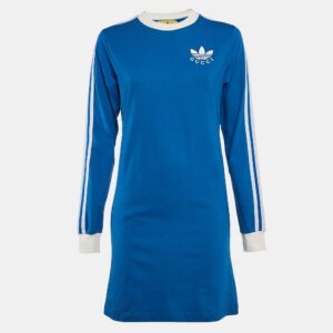 Gucci x Adidas Blue Striped Jersey T-Shirt Dress XS