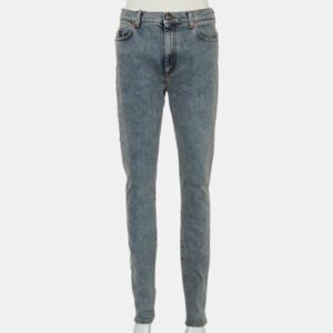 Gucci Blue Logo Printed Denim Muddy Effect Skinny Jeans M