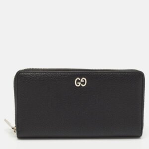 Gucci Black Leather Dorian Zip Around Wallet