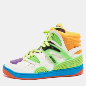 Gucci Multicolor Leather and Fabric Basket Sneakers Size 36.5