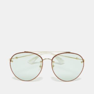Gucci Light Green/Gold Tone GG0351S Glitter Aviator Sunglasses