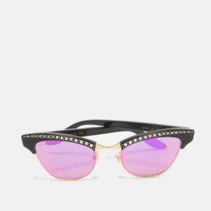 Gucci Black/Green Mirrored GG0153S Crystal Clubmaster Sunglasses