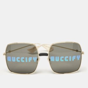 Gucci Black/Gold Tone GG0414S Guccify Square Sunglasses