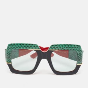 Gucci Green/Black Snakeskin GG0484S Interlocking G Oversized Sunglasses