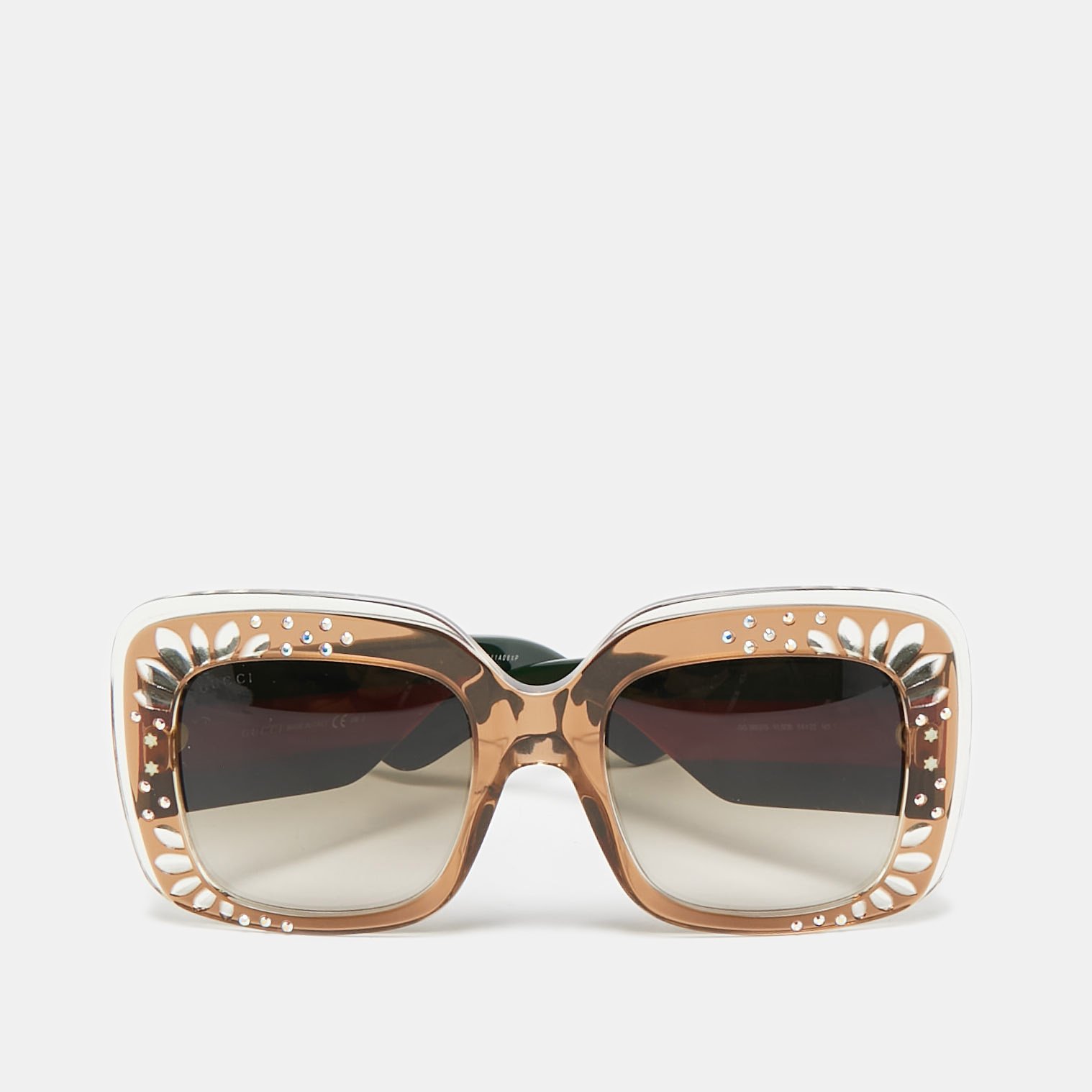 Gucci Brown Gradient GG3862/S Crystals Web Oversized Sunglasses