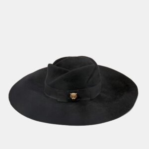 Gucci Black Rabbit Felt Wide Brim Hat M