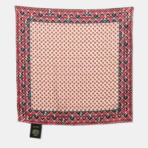 Gucci Red/Blue Plainmetric Silk Square Scarf/Pocket Square