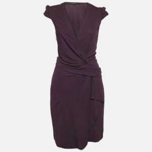 Gucci Purple Jersey Zip Detail Draped Short Dress M