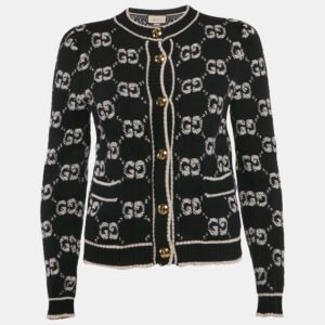 Gucci Black GG Boucl&eacute; Jacquard Knit Button Front Cardigan S