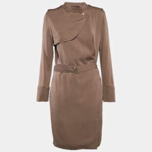 Gucci Brown Silk Belted Coat M