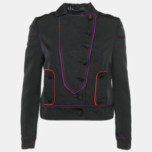 luxury-women-gucci-used-clothes-p1144855-005 Gucci Black Silk Blend Button Front Blazer M