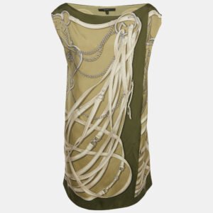 Gucci Green Equestrian Print Silk Mini Wrap Dress M
