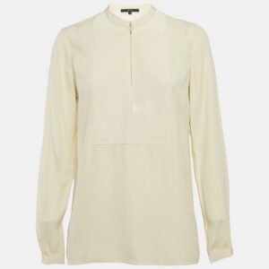 gucci cream crepe long sleeve blouse s