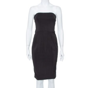 Gucci Black Jersey Strapless Sheath Dress S