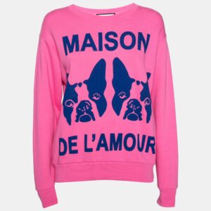 Gucci Pink Maison de l'Amour Bosco and Orso Printed Cotton Sweatshirt XXS