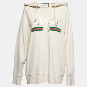 Gucci Cream Cotton Blind for Love Dogs Embroidered Hooded Sweatshirt M