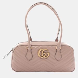 Gucci Pink Leather GG Marmont Medium Tote Bag