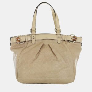 Gucci Leather Bamboo Buckle Tote Bag