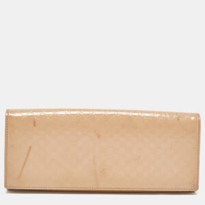 Gucci Beige Microguccissima Patent Leather Broadway Clutch