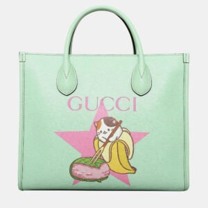 Gucci Green Bananya Printed Small 2-Way Tote Bag