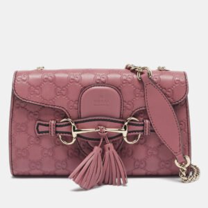 Gucci Pink Guccissima Leather Small Emily Chain Shoulder Bag