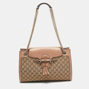 gucci old rose/beige gg canvas large emily chain shoulder bag