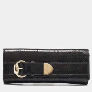Gucci Black Snakeskin Romy Clutch
