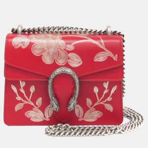 Gucci Hibiscus Red Calfskin Chinese New Year Mini Dionysus Shoulder Bag