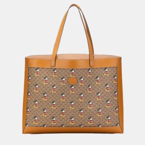 Gucci Brown Coated Canvas Disney GG Supreme Mickey Mouse Micro Tote Bag