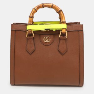 Gucci Brown Leather Small Bamboo Diana Tote