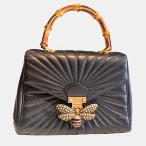 luxury-women-gucci-used-handbags-p1138097-001 Gucci Black Leather Queen Margaret Top Handle Bag