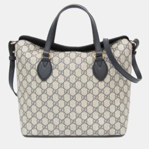 Gucci Navy Coated Canvas GG Supreme Tote Bag