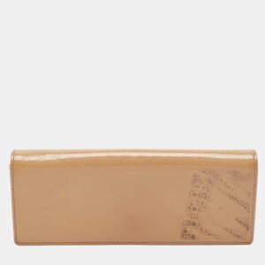 Gucci Beige Microguccissima Patent Leather Broadway Clutch