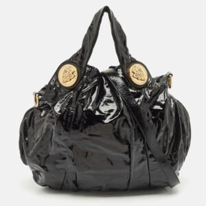 Gucci Black Patent Leather Large Hysteria Hobo