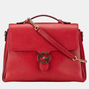 Gucci Red Medium Dollar Calf Interlocking G Satchel