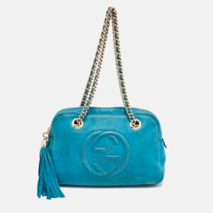 gucci blue nubuck medium soho chain shoulder bag