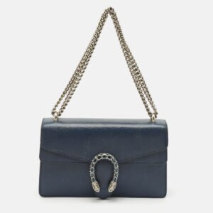 Gucci Navy Blue Leather Small Dionysus Shoulder Bag